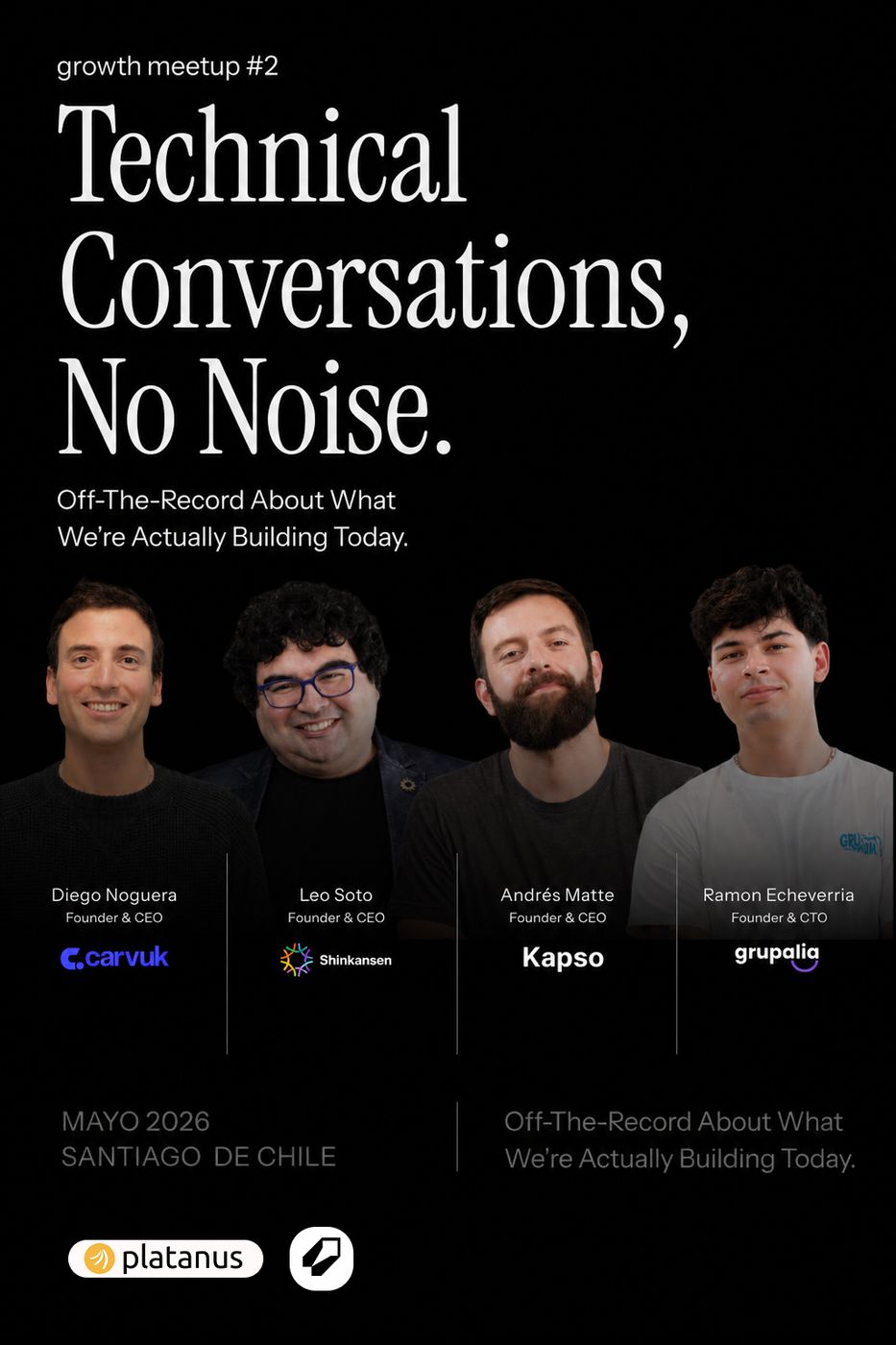Technical Conversations poster, May 19, 2026, Santiago