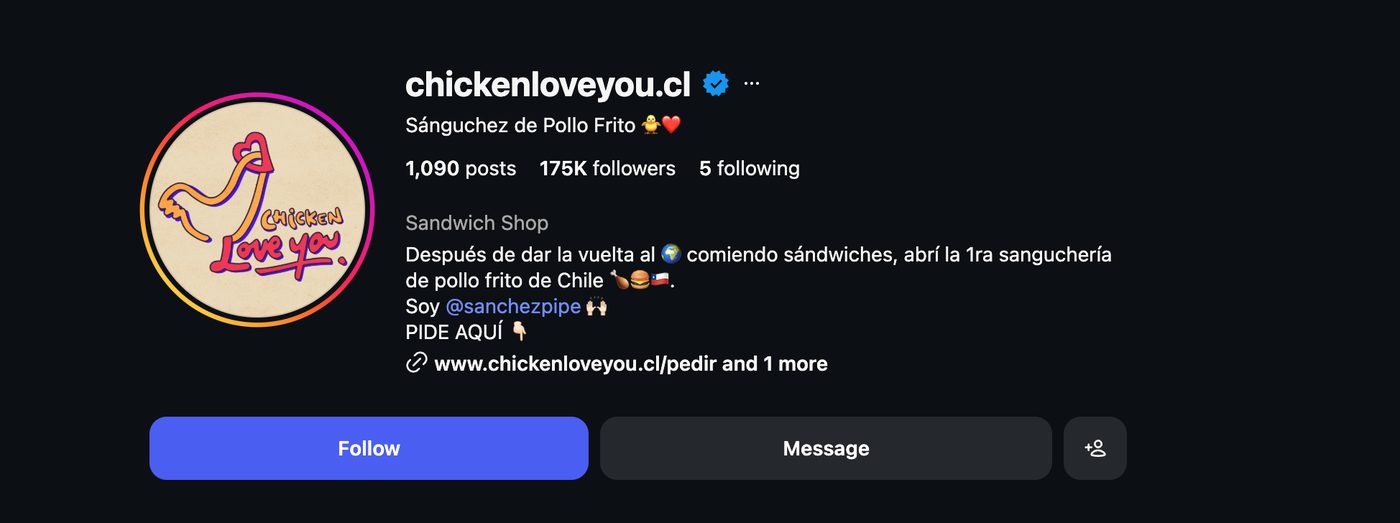 The Chicken Love You Instagram profile