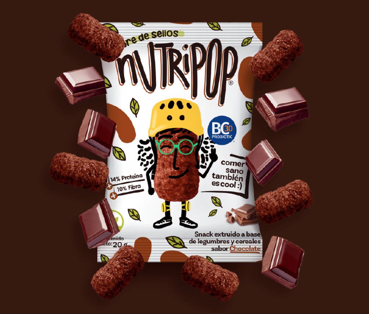 Nutripop chocolate snack bag